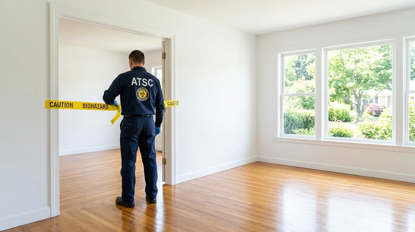 Certified biohazard cleanup crew performing Decomposition Cleanup in Borough Park